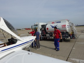Refuelling before departure from LRBS.